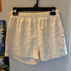 Women's White Textured Shorts
